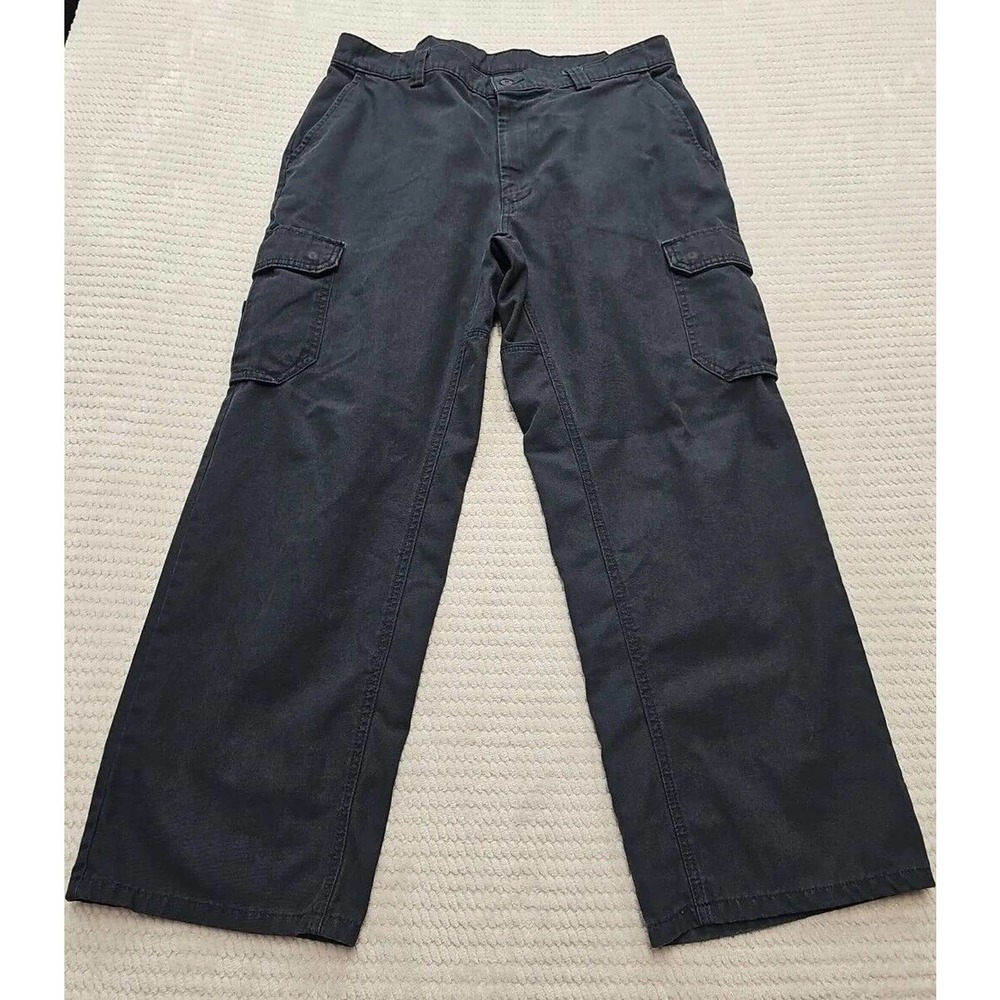 Wrangler Workwear Pants Mens 38 X 30 Black Cargo Pockets Work Casual